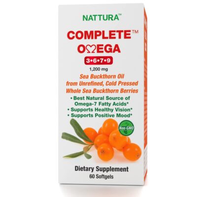 Complete Omega 3-6-7-9, Pure Sea Buckthorn Oil, European Quality, from Unrefined, Cold Pressed Whole Sea Buckthorn Wild Berries - Non-GMO, Certified Kosher, Gluten-Free 1 Bottle - 60 Capsules - Image 2