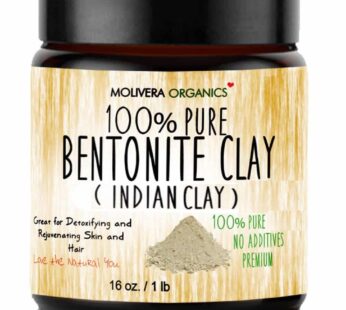 Molivera Organics Premium 1 lb Bentonite Clay Pure, Natural Detoxifying Clay for Face Masks, Hair Care & More – Best Healing Clay – USA Made