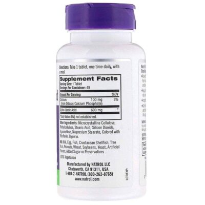 Natrol Alpha Lipoic Acid Time Release - 600 mg - 45 Tablets - Image 2