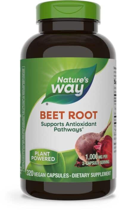 Nature's Way Beet Root, Supports Antioxidant Pathways*, Helps Neutralize Free Radicals*, 1,000 mg per 2-Capsule Serving, Vegan, 320 Capsules (Packaging May Vary)