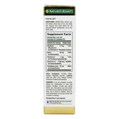 Nature's Bounty B Complex with B12 Sublingual Liquid Fast Acting Dietary Supplement, Unflavored, Gluten Free, 2 Fl Oz - Image 2