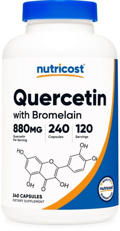 Nutricost Quercetin 880mg, 240 Vegetarian Capsules with Bromelain (165mg) - 120 Servings (440mg Quercetin Per Cap) - Gluten Free, Non-GMO