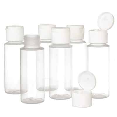 Chica and Jo 2oz Clear Plastic Empty Squeeze Bottles with Flip Cap - BPA-free - Set of 6 - TSA Travel Size 2 Ounce Made in the USA