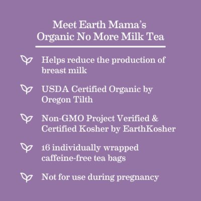 Earth Mama No More Milk Tea | Organic Herbal Tea Bags to Reduce Breast Milk Production, Stop Breastfeeding, & Wean Lactation Naturally, Postpartum Essentials, Hibiscus & Sage Decaf Tea (16-Count, 2PK) - Image 3