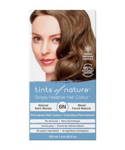 Tints of Nature 6N Natural Dark Blonde Permanent Hair Dye, Nourishes Hair and Covers Greys, Ammonia-Free, 130ml