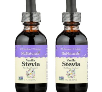 NuNaturals Liquid Vanilla Stevia, Sugar-Free Sweetener, Plant-Based Sugar Substitute, Zero Calorie, 2oz (2-Pack)