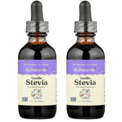 NuNaturals Liquid Vanilla Stevia, Sugar-Free Sweetener, Plant-Based Sugar Substitute, Zero Calorie, 2oz (2-Pack)