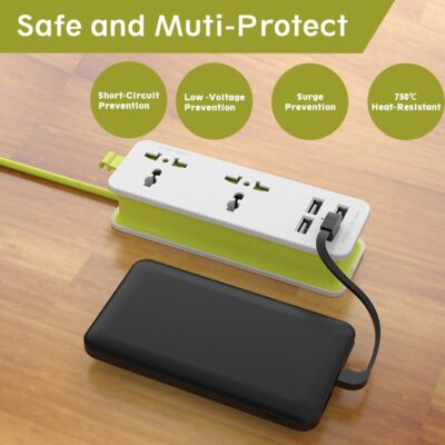 UPWADE Outlet Travel Power Strip Surge Protector with 4 Smart USB Charging Ports (Total 5V 4.2A Output) and 5ft Cord,Multi-Port USB Wall Charger Desktop Hub Portable Travel Charger Charging Station - Image 2