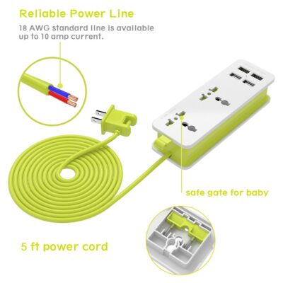 UPWADE Outlet Travel Power Strip Surge Protector with 4 Smart USB Charging Ports (Total 5V 4.2A Output) and 5ft Cord,Multi-Port USB Wall Charger Desktop Hub Portable Travel Charger Charging Station - Image 5