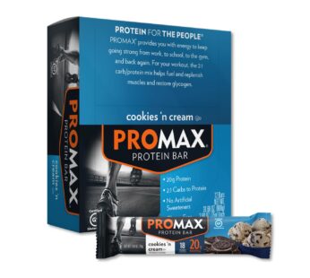 Promax Protein Bar, Cookies ‘n Cream, 20g High Protein, Gluten Free, 12 Count