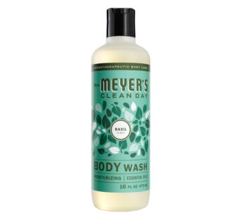 MRS. MEYER’S CLEAN DAY Moisturizing Body Wash for Women and Men, Biodegradable Shower Gel Formula Made with Essential Oils, Basil, 16 oz