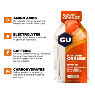GU Energy Original Sports Nutrition Energy Gel, Vegan, Gluten-Free, Kosher, and Dairy-Free On-the-Go Energy for Any Workout, 24-Count, Mandarin Orange - Image 2