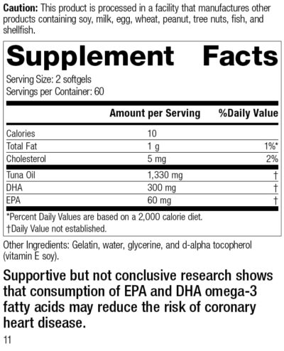 Standard Process Tuna Omega-3 Oil EPA and DHA - Whole Food Support, Brain Health and Brain Support, Eye Health, Skin Health and Hair Health with Tuna Oil - Gluten Free - 120 Softgels - Image 2