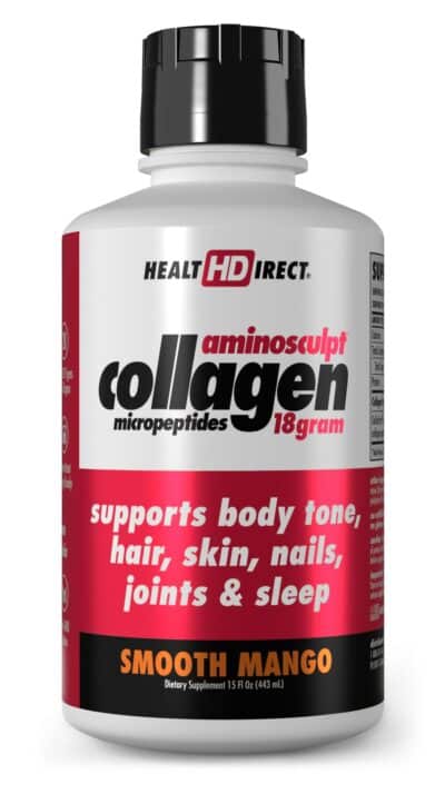 Health Direct AminoSculpt Sugar-Free Collagen Supplement - High Potency Medical-Grade Protein for Hair, Skin, Nails & Joints, Grass-Fed, Non-GMO, Liquid Collagen - Smooth Mango - 15 Fl Oz
