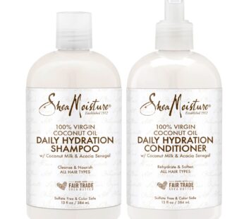 SheaMoisture 100% Virgin Coconut Oil Daily Hydration Shampoo & Conditioner | 13 fl. oz. Each with box