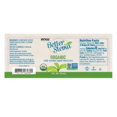 NOW Foods, Certified Organic BetterStevia Liquid, Zero-Calorie Liquid Sweetener, Low Glycemic Impact, Certified Non-GMO, 2-Ounce - Image 2