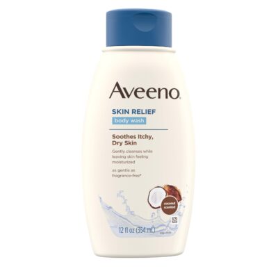 Aveeno Skin Relief Body Wash with Coconut Scent & Soothing Oat, Gentle Soap-Free Body Cleanser for Dry, Itchy & Sensitive Skin, Dye-Free & Allergy-Tested, 12 fl. oz - Image 6