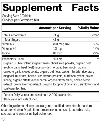 Standard Process A-F Betafood - Gluten-Free Liver Support, Cholesterol Metabolism, and Gallbladder Support Supplement with Vitamin A, Iodine, Vitamin B6-360 Tablets - Image 2