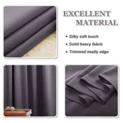 PONY DANCE Gray Blackout Curtains - Window Curtain Drapes - Short Thermal Insulated Light Blocking Drapes,Back Tab/Rod Pocket Panels for Bedroom & Kitchen, 42 W x 45 L, Grey, 1 Pair - Image 8