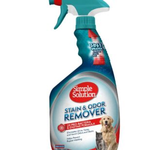 Simple Solution Pet Stain and Odor Remover | Enzymatic Cleaner with 2X Pro-Bacteria Cleaning Power | 32 Ounces