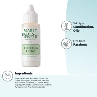 Mario Badescu Buffering Lotion Blemish Spot Treatment for Face with Potent Zinc Oxide, Niacinamide and B Vitamins | Overnight Treatment Serum that Targets Large Blemishes Under the Skin | 1 Fl Oz - Image 7