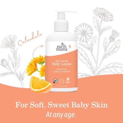 Earth Mama Sweet Orange Baby Lotion | Moisturizing Body Lotion for Dry Skin, Newborn Baby Lotion Sensitive Skin Care, Face Lotion for Babies & Kids with Shea Butter, Calendula & Aloe, 8 Fl Oz (2-Pack) - Image 7