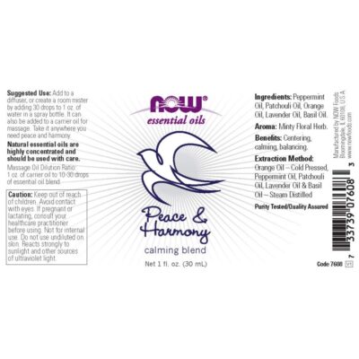 NOW Essential Oils, Peace & Harmony Oil Blend, Calming Aromatherapy Scent, Blend of Pure Essential Oils, Vegan, Child Resistant Cap, 1-Ounce - Image 2