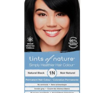 Tints of Nature 1N Natural Black Permanent Hair Dye, Nourishes Hair and Covers Greys, Ammonia-Free, 130ml