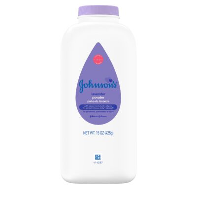 Johnson's Lavender Baby Powder with Naturally Derived Cornstarch, Gently Soothes Delicate Skin, Hypoallergenic, and Free of Parabens, Phthalates, and Dyes, Lavender Scent, 15 oz