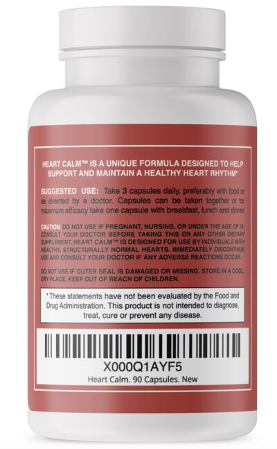 Heart Calm- Helps Support and Maintain a Healthy Heart Rhythm- A Natural, Fast-Acting Formula with Magnesium Taurate, Glycinate, Malate and More. 90 Capsules. - Image 3