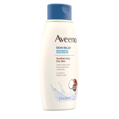 Aveeno Skin Relief Body Wash with Coconut Scent & Soothing Oat, Gentle Soap-Free Body Cleanser for Dry, Itchy & Sensitive Skin, Dye-Free & Allergy-Tested, 12 fl. oz - Image 3