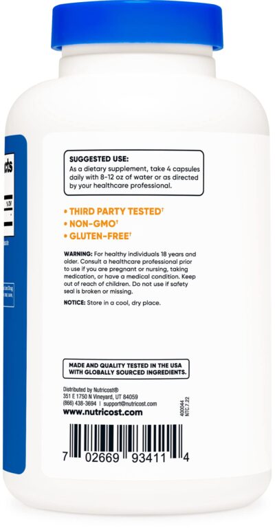 Nutricost D-Aspartic Acid (DAA) Capsules 3000mg Per Serving (180 Capsules) - Non-GMO - Image 3