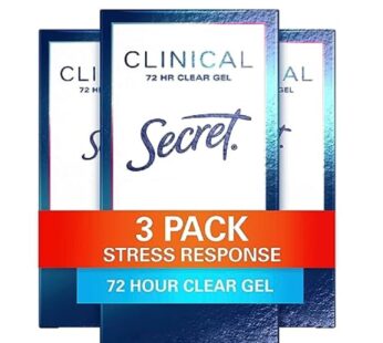 Secret Clinical Strength Antiperspirant Deodorant for Women, Stress Response Clear Gel, 1.6 Oz (Pack of 3)