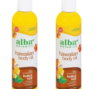 Alba Botanica Hawaiian Organic Body Oil – Kukui Nut – 8.5 Ounce (Pack of 2)