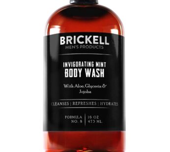 Brickell Men’s Invigorating Mint Body Wash for Men, Natural and Organic Deep Cleaning Shower Gel with Aloe, Glycerin, and Jojoba, Sulfate Free