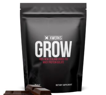 Xwerks Grow 100% New Zealand Grass-Fed Whey Protein – 25g of Pure Isolate Protein Powder (30 Servings) All-Natural, Paleo & Keto-Friendly, Soy & Gluten-Free, and Easy to Digest (Chocolate)