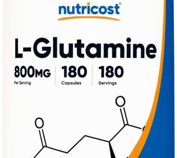 Nutricost L-Glutamine 800mg, 180 Capsules – Gluten Free, Non-GMO