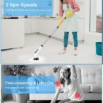 Leebein Electric Spin Scrubber, Cordless Cleaning Brush with 8 Replaceable Brush Heads, Adjustable & Detachable Handle for Bathroom Cleaning - Image 2