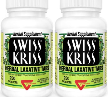 Swiss Kriss Herbal Laxative Tablets, Natural Laxatives for Constipation Relief, Senna Laxative, 250 tablets, (Pack of 2)