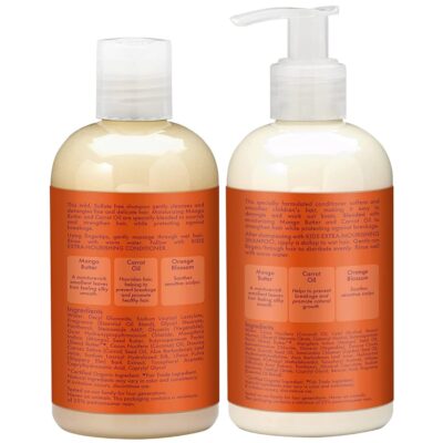 Shea Moisture Mango & Carrot Kids, Extra-Nourishing, Shampoo (8 Oz) and Conditioner (7.7 Oz), Orange Blossom Extract, Dry, Delicate Hair, Vitamin B-5 & Vitamin E, 2 Piece Set - Image 3