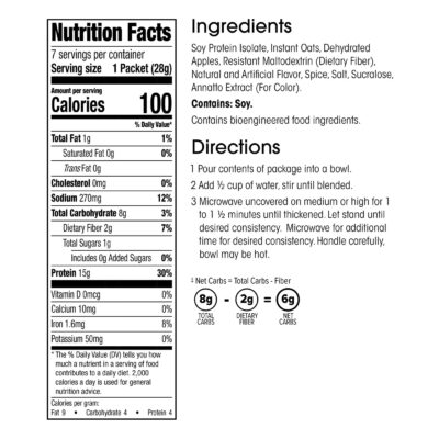 Wonderslim Instant Protein Oatmeal, Apple & Cinnamon, Gluten Free, Low Carb (7ct) - Image 3