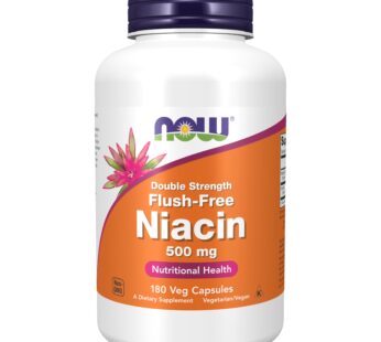 NOW Supplements, Niacin (Vitamin B-3) 500 mg, Flush-Free, Double Strength, Nutritional Health, 180 Veg Capsules