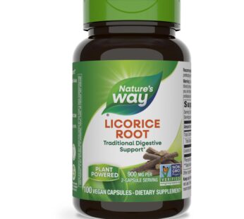 Nature’s Way Licorice Root Capsules for Adults, Traditional Digestive Health Support Supplement*, 900 mg per serving, 100 Vegan Capsules