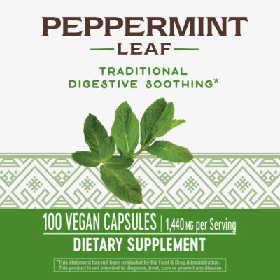 Nature's Way Premium Herbal Peppermint Leaf, Traditional Digestive Soothing and Discomfort Support*, 700mg per serving, 100 Capsules - Image 2