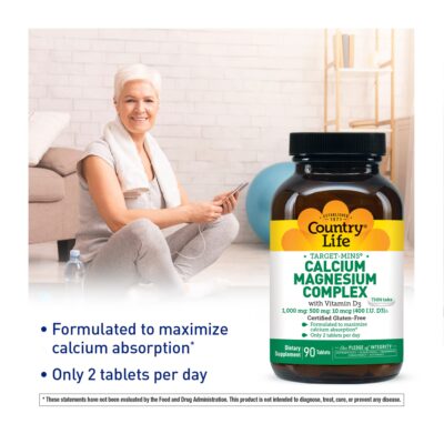 Country Life - Target-Mins Calcium Magnesium Complex with Vitamin D3-90 Tablets - Image 4