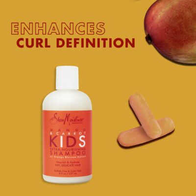 Shea Moisture Mango & Carrot Kids, Extra-Nourishing, Shampoo (8 Oz) and Conditioner (7.7 Oz), Orange Blossom Extract, Dry, Delicate Hair, Vitamin B-5 & Vitamin E, 2 Piece Set - Image 5