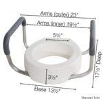 Essential Medical Supply Raised Elevated Toilet Seat Riser for a Standard Round Toilet with Padded Aluminum Arms for Support and Compatible with Toilet Seat, Standard, 17.5 x 13.5 x 3.5 Inch - Image 3