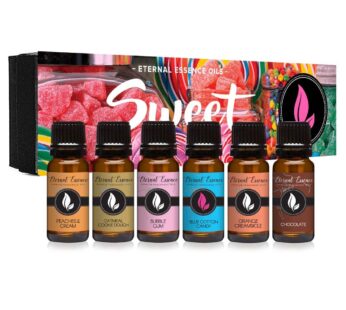 Sweet Gift Set of 6 Premium Grade Fragrance Oils – Bubble Gum, Orange Creamsicle, Peaches & Cream, Blue Cotton Candy, Oatmeal Cookie Dough, Chocolate – 10Ml – Scented Oils