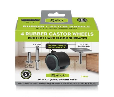 Slipstick CB681 2 Inch Floor Protector Rubber Caster Wheels (Set of 4) 5/16 Inch Stem or Top Plate Mounting Options - Black/Gray Green - Image 4