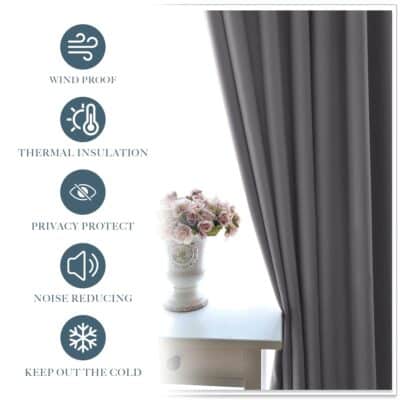 PONY DANCE Gray Blackout Curtains - Window Curtain Drapes - Short Thermal Insulated Light Blocking Drapes,Back Tab/Rod Pocket Panels for Bedroom & Kitchen, 42 W x 45 L, Grey, 1 Pair - Image 9